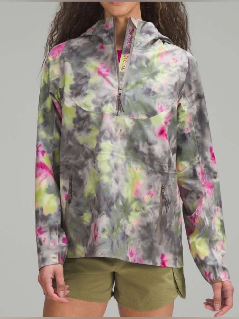 NWOT New Lululemon Stretch Waterproof Hiking Half-Zip Pullover Hyper Dye Multi